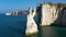 Normandy, Aerial view of Etretat Aval cliff