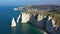 Normandy, Aerial view of Etretat Aval cliff