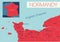 Normandy of France detailed editable map