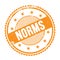 NORMS text written on orange grungy round stamp