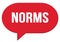 NORMS text written in a red speech bubble