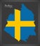 Norrbotten map of Sweden with Swedish national flag illustration