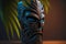 Norse Gods and Spirits Wooden Tiki Mask Face with Glowing Blue Eyes