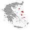 North Aegean red highlighted in map of Greece