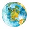 North America on the globe. Earth planet. Watercolor.