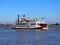 North America, USA, Louisiana, New Orleans, paddle wheel boat on the Mississippi