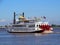 North America, USA, Louisiana, New Orleans, paddle wheel boat on the Mississippi