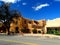 North America, USA, New Mexico, Santa Fe, adobe brick facade