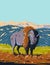 North American Bison Roaming in the Prairie of Yellowstone National Park Wyoming WPA Poster Art