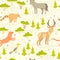 North American cute animals seamless pattern for kids