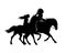 North american indian man and woman riding horses black vector silhouette