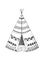 North American Indian tipi with tribal ornament