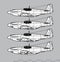 North American P-51 Mustang. Vector drawing of World War 2 fighter.