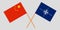 North Atlantic Treaty Organization and China. The NATO and Chinese flags. Official colors. Correct proportion. Vector