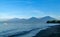 North bali seascape and javanese volcanoes panorama