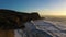 North Beach, Fort and Atlantic Ocean. Nazare, Portugal. Aerial View