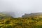 North Cape Nordkapp, Northern Norway on heavy foggy day .