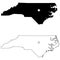 North Carolina NC state Map USA with Capital City Star at Raleigh. Black silhouette and outline isolated on a white background.