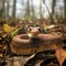 a north copperhead snake on a forest floor