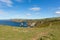 North Cornwall coast path view to Boscastle from Tintagel beautiful blue sea and sky