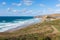 North Cornwall coast path Watergate Bay England UK Cornish beach between Newquay and Padstow