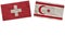 North Cyprus and Switzerland Flags Together Paper Texture Illustration