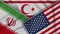 North Cyprus United States of America Iran Flags Together Fabric Texture Illustration