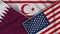 North Cyprus United States of America Qatar Flags Together Fabric Texture Illustration