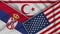 North Cyprus United States of America Serbia Flags Together Fabric Texture Illustration