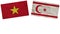 North Cyprus and Vietnam Flags Together Paper Texture Illustration