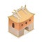 The north gate, historic beimen castle, famous tower in Taipei, Taiwan isometric cartoon icon