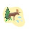 North handsome moose in a meadow, vector illustration