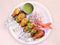 North Indian Punjabi dish Tangdi kabab full plate