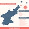 North Korea - Asia Country Map. Covid-29, Corona Virus Map Infographic Vector Template EPS 10