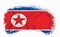 North Korea flag, brush stroke, typography, lettering, logo, label, banner on a white background
