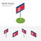 North Korea flag DPRK, vector 3D isometric icons