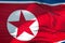 North korea flag waving texture fabric background, crisis of nor