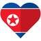 North Korea flat heart flag