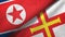 North Korea and Guernsey two flags textile cloth, fabric texture