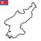 North Korea line map - Simple hand made line vector drawing of the North Korean borders
