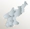 North Korea map, Democratic Peoples Republic of Korea, administrative division, white blue card paper 3D blank