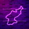 North Korea map glowing purple neon lamp sign