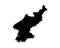 North Korea Map. North Korean Country Map. Black and White DPRK National Nation Geography Outline Border Boundary Territory Shape