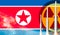 North Korea Missile weapons ready to launch. Flag of North Korea