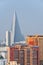 North Korea, Pyongyang. View of the city from above. Ryugyong Hotel
