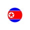 North Korea round flag icon. National North Korean circular flag vector illustration