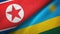 North Korea and Rwanda two flags textile cloth, fabric texture