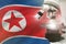 North Korea science development concept - microscope on flag background. Research in pharmaceutical industry or biochemistry 3D