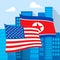 North Korea United States Talks Singapore 3d Illustration