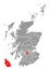 North Lanarkshire red highlighted in map of Scotland UK